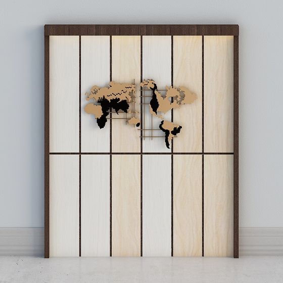 Unique Low-Poly World Map Wall Art 3D model