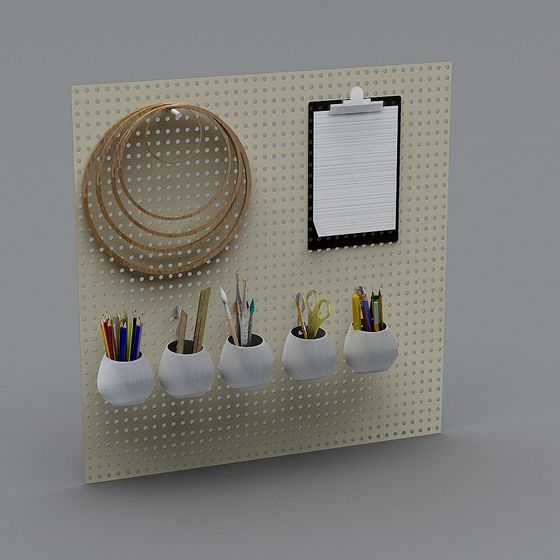 Elegant Pegboard Organizer 3D Model for Creative Spaces