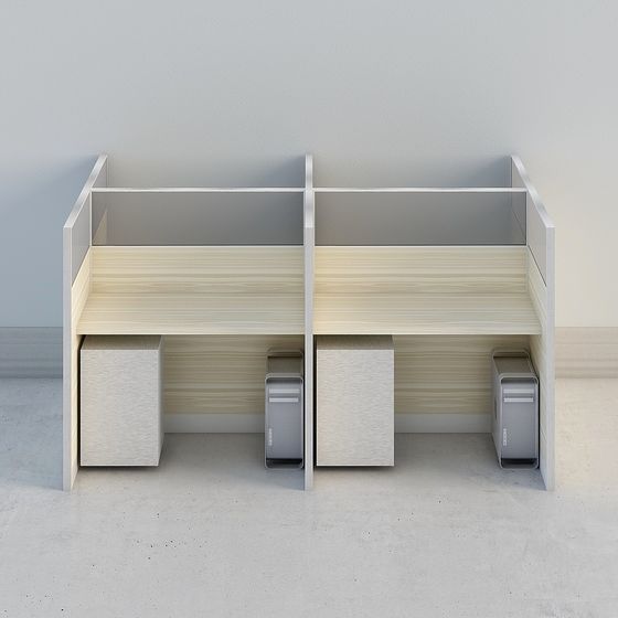 Stylish Double Workstation 3D model for Modern Offices