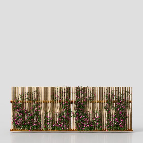 Charming Bamboo Fence 3D Model