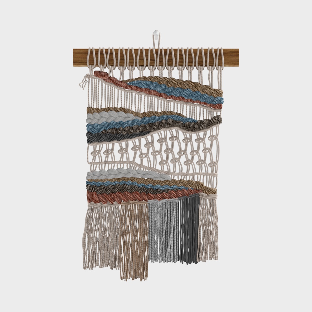 Macrame Wall Hanging 3D Model – Handcrafted Textile Design