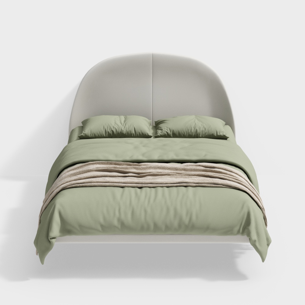 Modern Minimalist 3D Bed Model – Low-Poly Bedroom