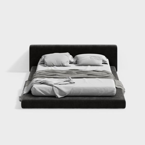 Elegant Low-Poly Bed 3D model for Contemporary Interiors