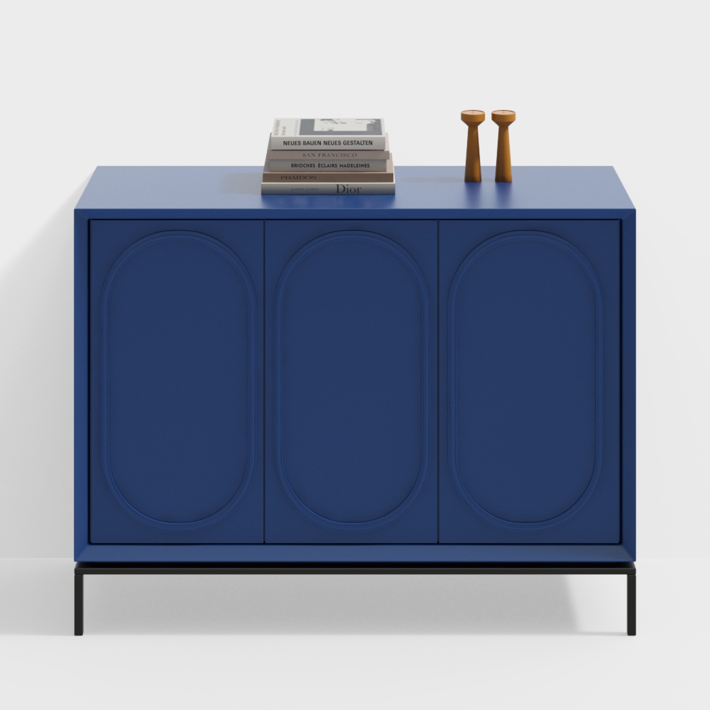 Elegant Blue Cabinet 3D Model – Navy Matte Finish