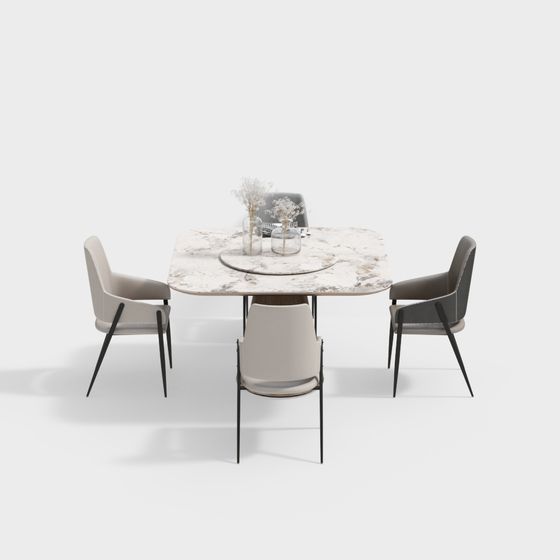 Urban Living Room Dining Table and Chair Set 3D model
