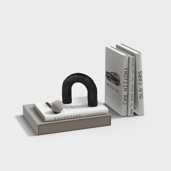 Low Poly Decorative Bookshelf 3D model