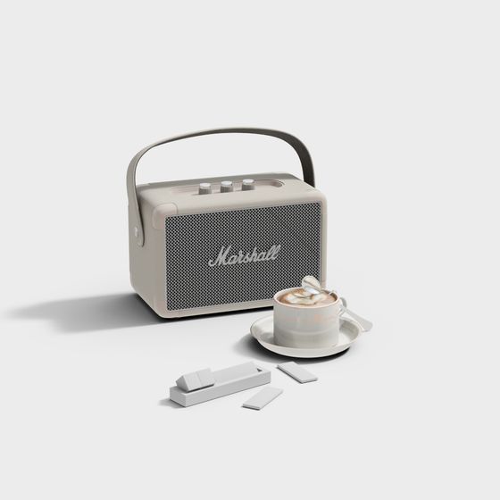 Stylish Marshall Speaker with Coffee Set 3D model