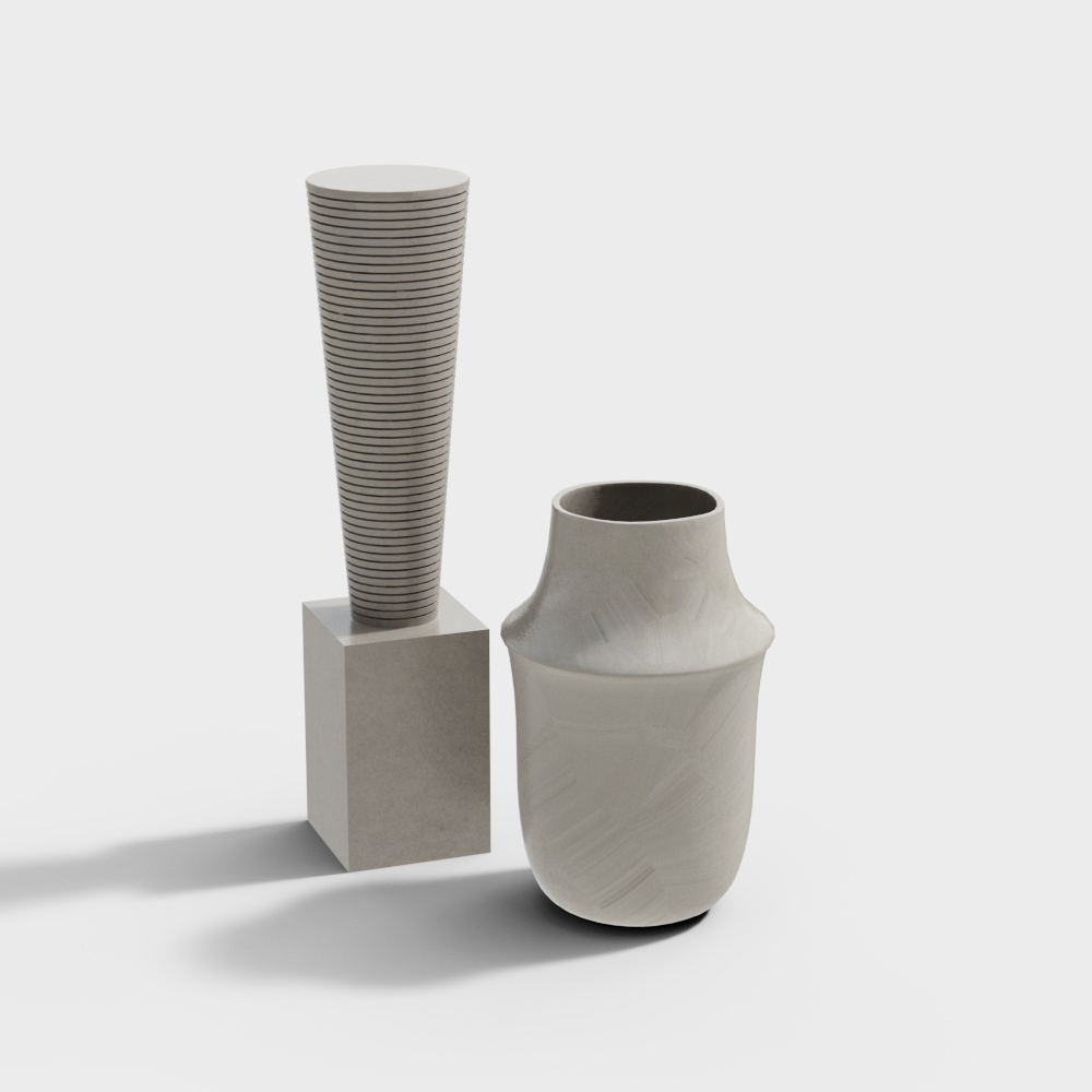 Elegant Minimalist Vase and Goblet – Ceramic 3D Model