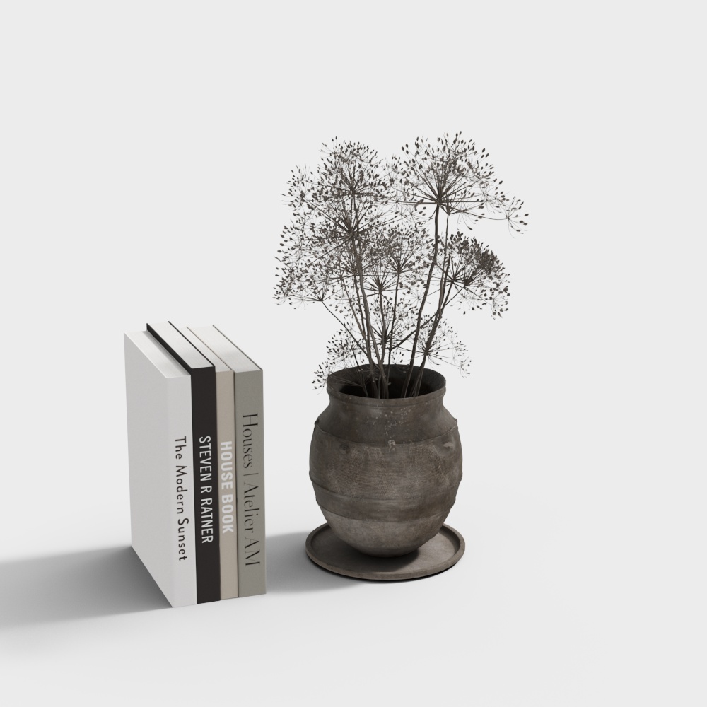 Wabi-sabi book floral ornament set