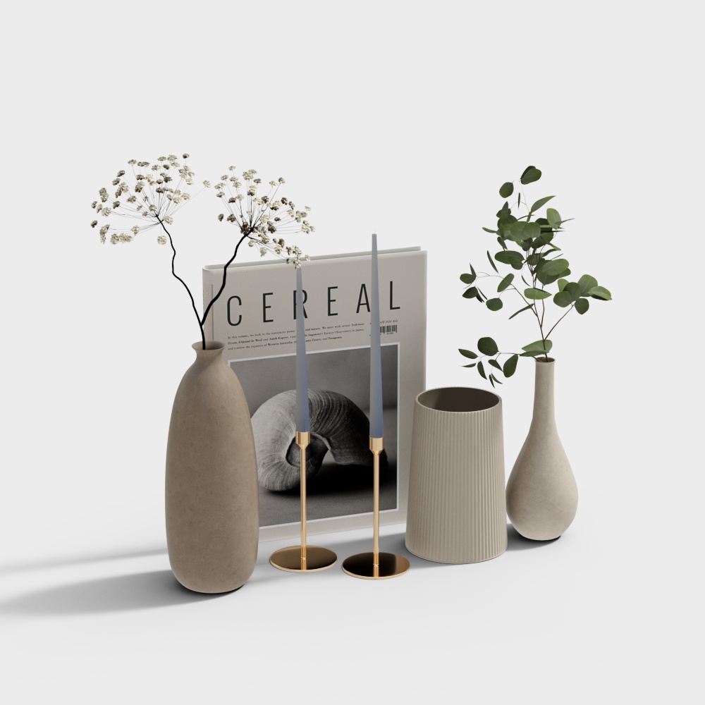 Urban Greenery Vases 3D Model – Low-Poly Modern Decor