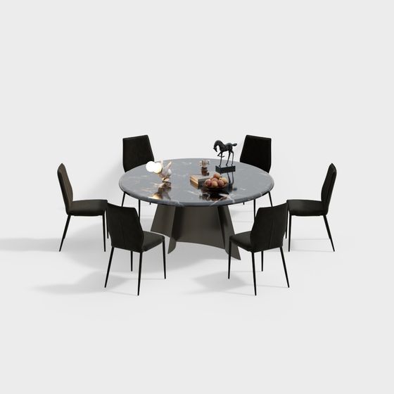 Sleek Dining Table and Chairs Set 3D model for Urban Spaces