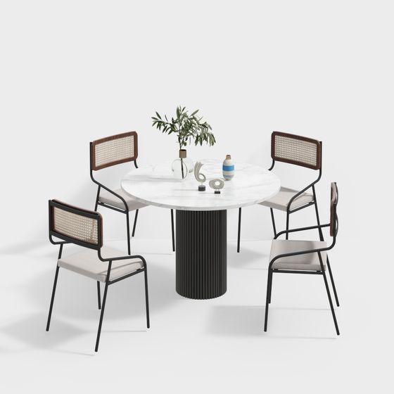 Urban Living Room Dining Table and Chair Set 3D model