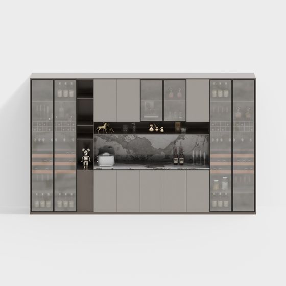 Elegant Bar Cabinet 3D model for Modern Interiors