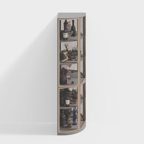 Curved Wine Cabinet 3D model