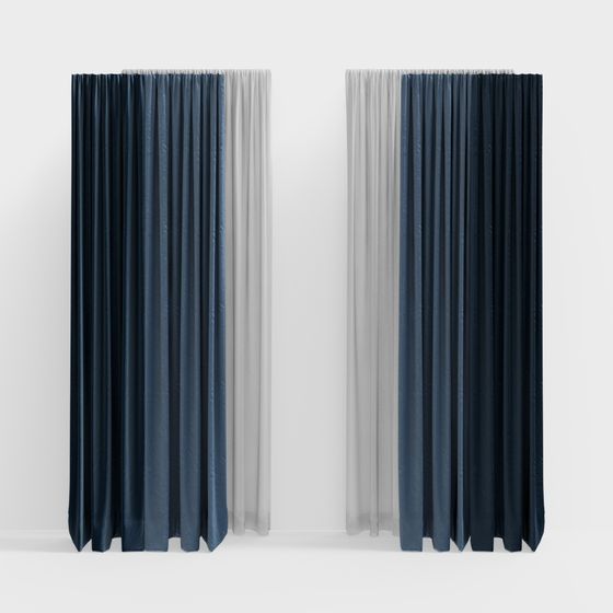 Modern Blue Curtains 3D Model for Elegant Interiors