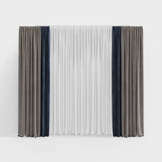 Stylish Low-Poly 3D Curtain Model for Interiors