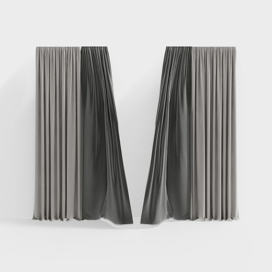 Sophisticated Gray Curtain 3D model for Modern Interiors