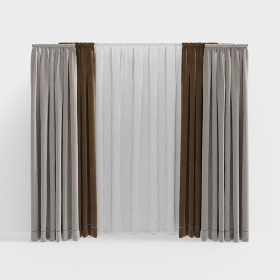 Elegant Low-Poly Curtain 3D model for Modern Interiors