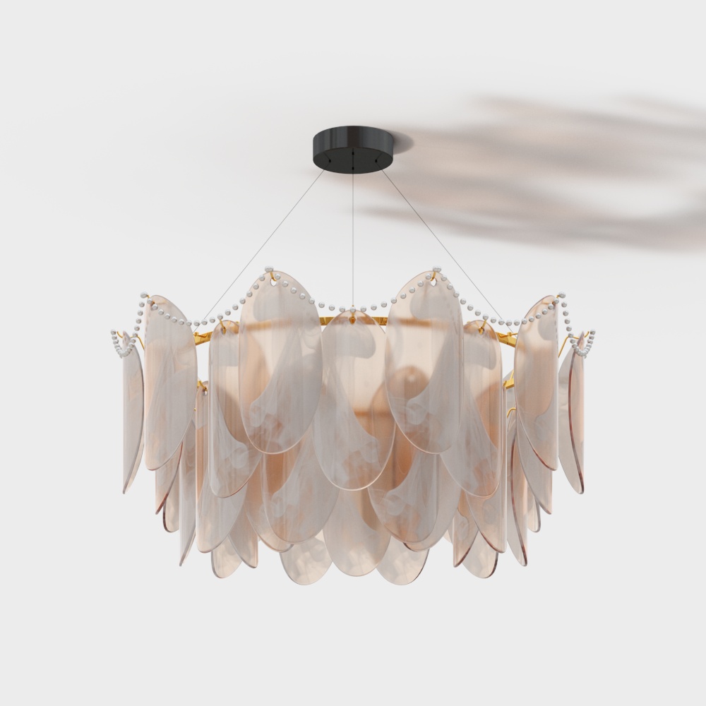 Elegant Low-Poly Glass Chandelier – Pink & Gold Design