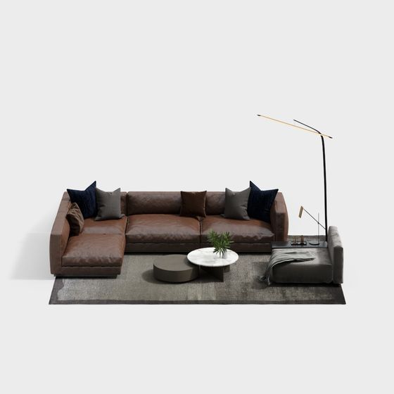 Versatile Sectional Sofa 3D Model for Customizable Living Rooms