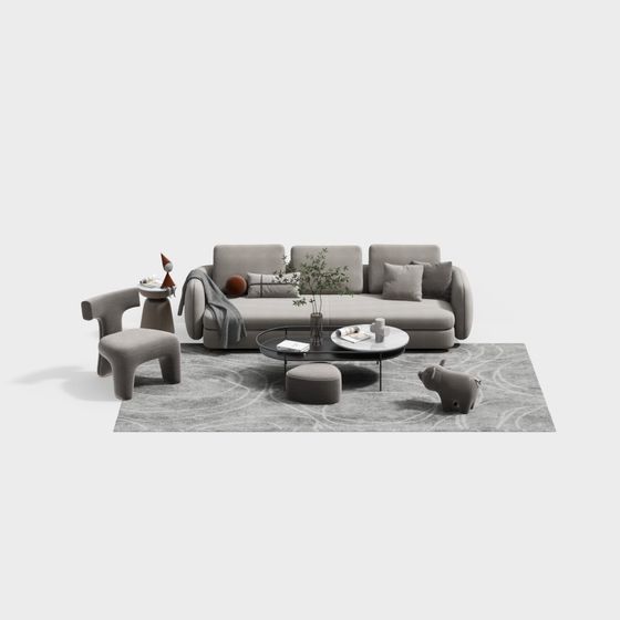 Modern Urban Living Room 3D model for Creative Spaces