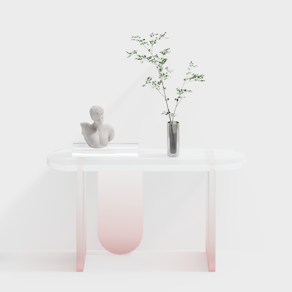 Transparent Art Table 3D Model – Minimalist Pink Design