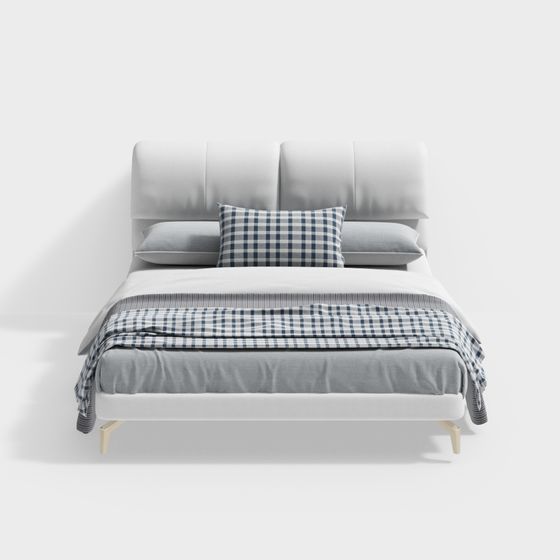 Elegant Low-Poly Bed 3D model for Modern Interiors