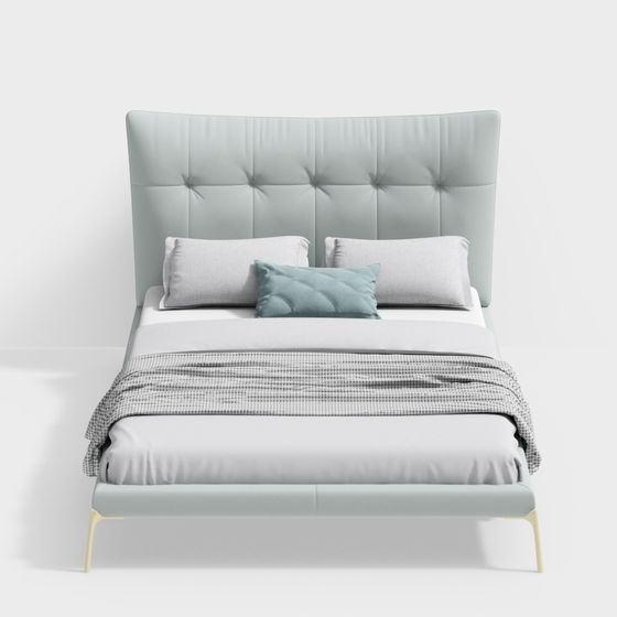 Stylish Low-Poly Bed Frame 3D model for Modern Interiors