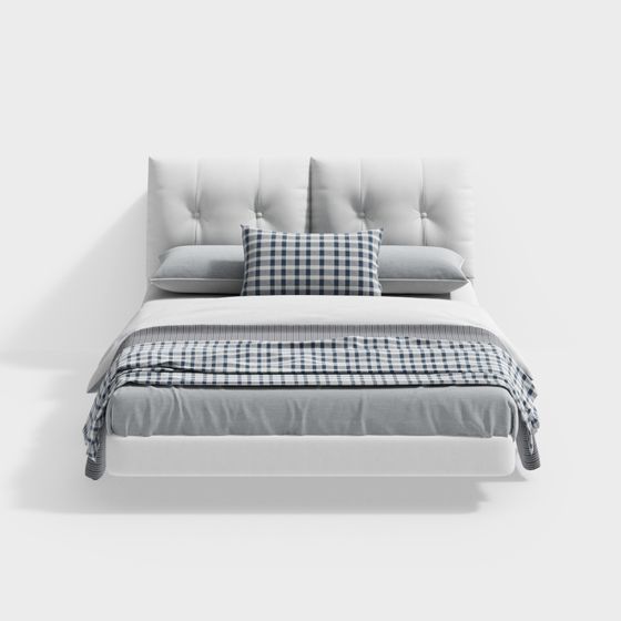 Stylish Low-Poly Bed 3D model for Modern Spaces