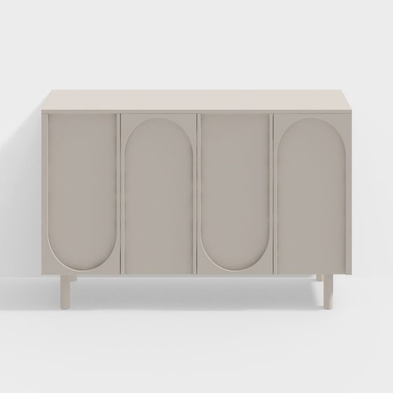 Curved Storage Cabinet 3D model for Modern Interiors