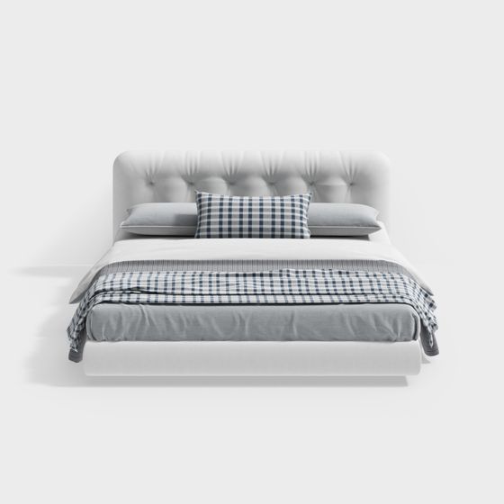 Elegant Low-Poly 3D Bed Model for Modern Interiors