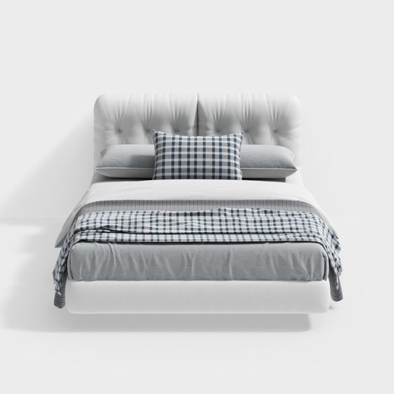 Elegant Low-Polygon 3D Bed Model for Modern Homes