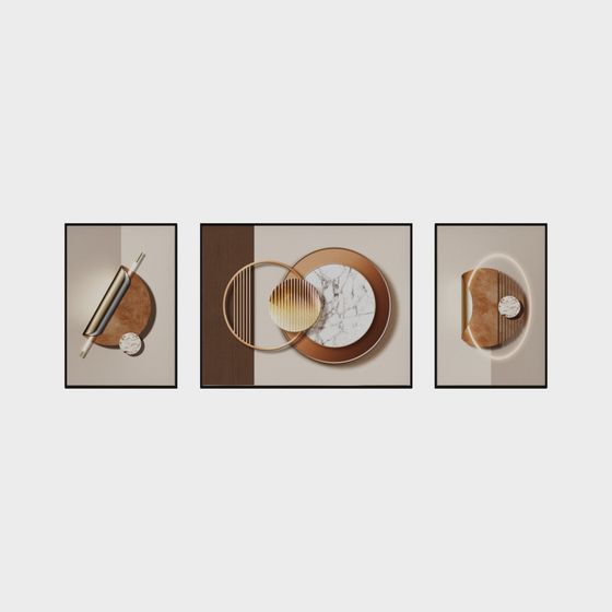 Kitchen Art Triptych 3D Model