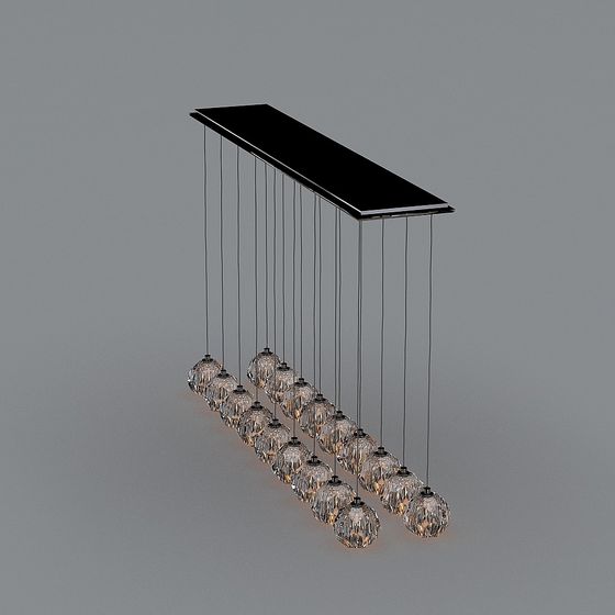 Elegant Black Crystal Pendant Light 3D model