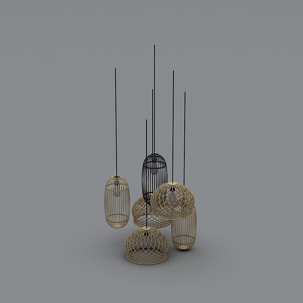 Hanging Birdcage Lamp 3D model