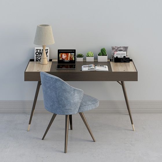 Mid-Century Modern Desk Set 3D model for Creative Workspaces