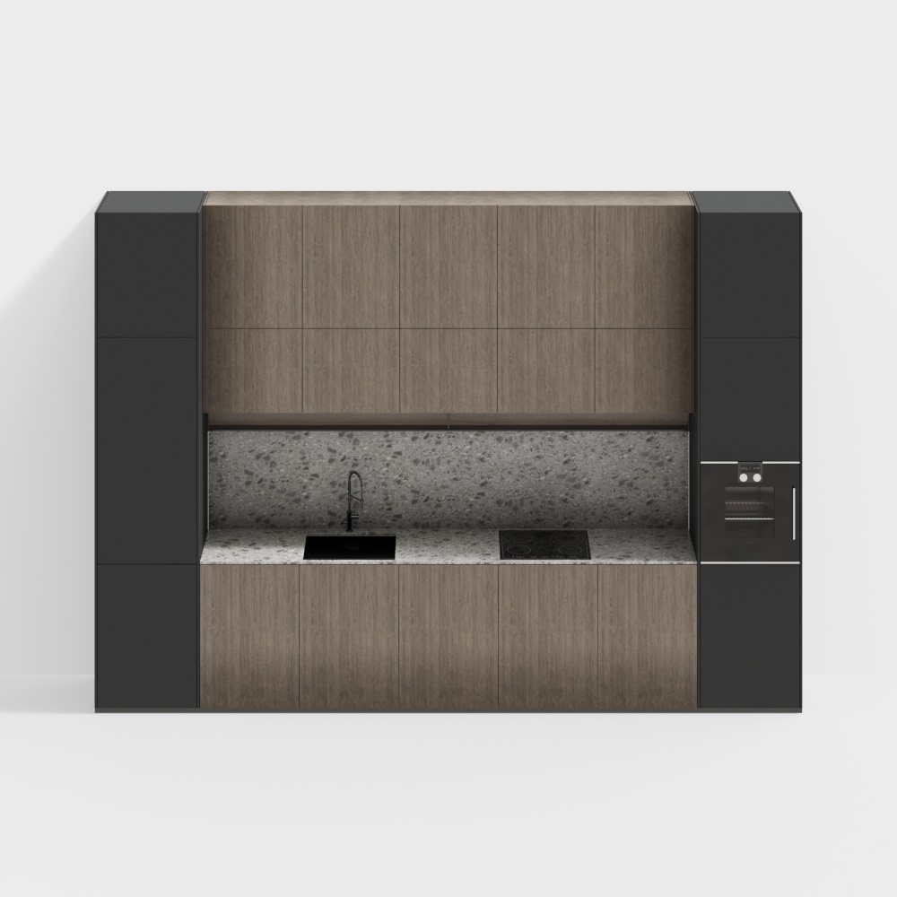 Minimalist Kitchen Cabinet Door 3D Model – Wood Texture