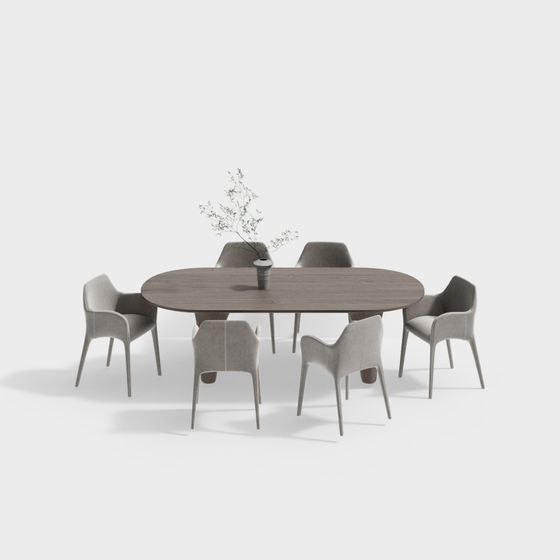 Modern Minimalist Dining Table and Chairs 3D model