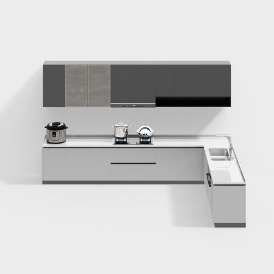Modern Minimalist Kitchen 3D Model