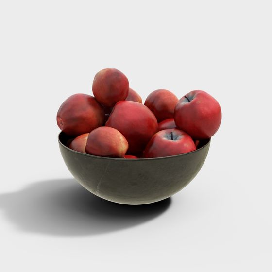 Vibrant Bowl of Red Apples 3D model