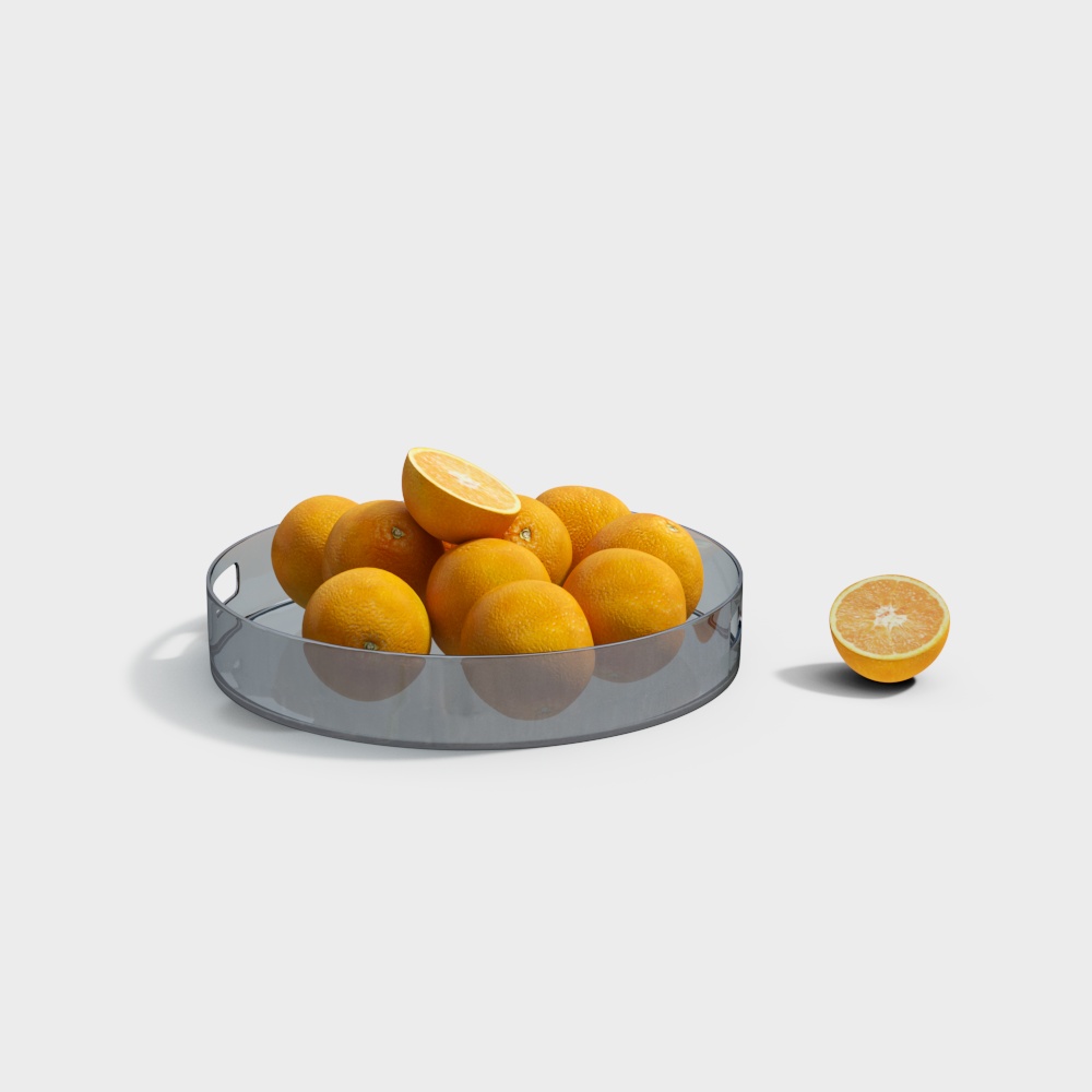 Oranges on Tray 3D Model