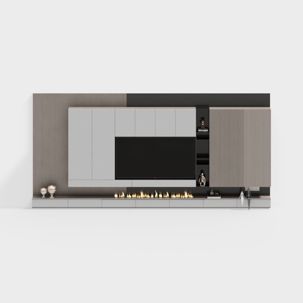 Urban Living Room Fireplace Cabinet 3D model