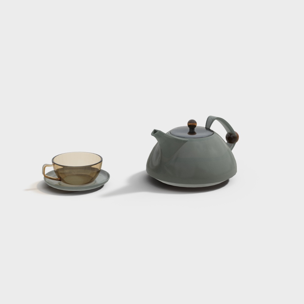 Modern Low-Poly Teapot Set 3D model