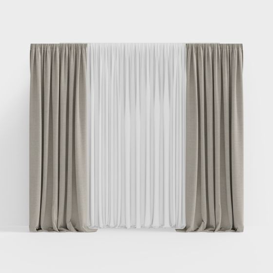 Stylish Gray Curtain 3D model for Interior Design