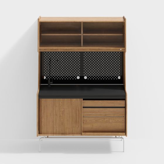 - Tủ búp phê Noma - 1300 - Đen Obsidian - Chân kim loại - Kiểu gỗ anh đào