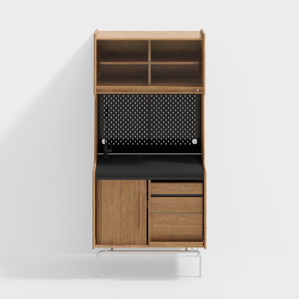 - Tủ bên Noma - 900 - Đen Obsidian - Chân kim loại - Gỗ anh đào