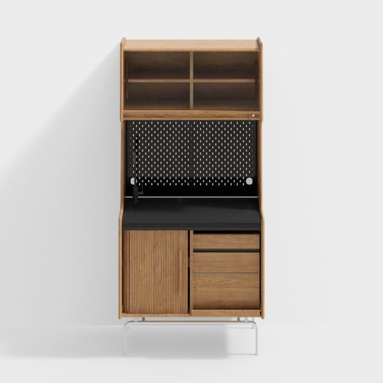 - Tủ bên Noma - 900 - Đen Obsidian - Chân kim loại - Gỗ anh đào