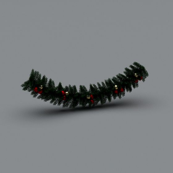 Festive Low-Poly Christmas Wreath 3D model