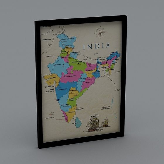Colorful India Map 3D Model for Creative Projects