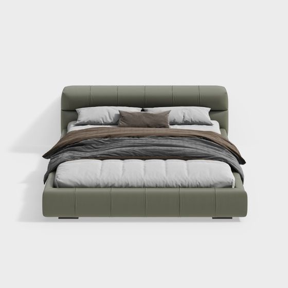 Elegant Low-Poly Bed 3D model for Modern Interiors